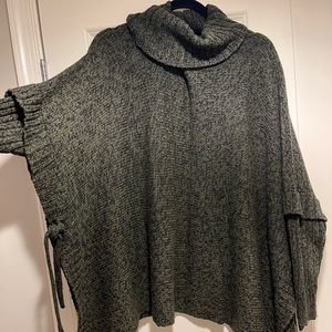 Design Lab Olive Green Turtleneck Poncho Sweater